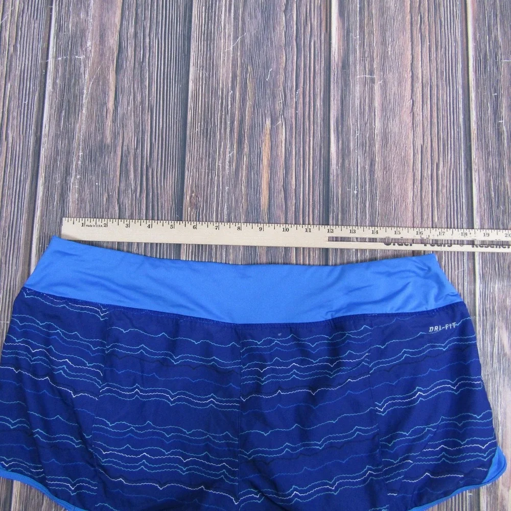 Nike Shorts Womens Large Blue Dri-FIT Running Lined‎ Wave Print Athletic Runner